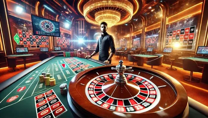 ကာစီနို Baccarat Table ဂိမ်းကစားနေသောမြင်ကွင်း